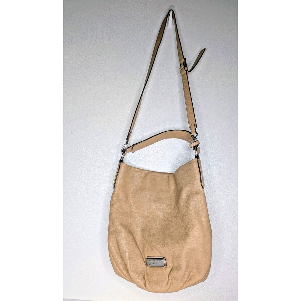 Marc by Marc Jacobs Hillier Hobo Workwear Pebbled Leather Shoulder Bag Beige - Picture 2 of 9